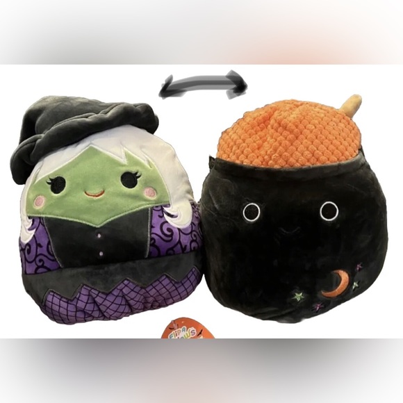 NWT ONE Squishmallows 8” Flipamallows Mariposa The Witch‎ And Morrison Cauldron - Picture 1 of 8